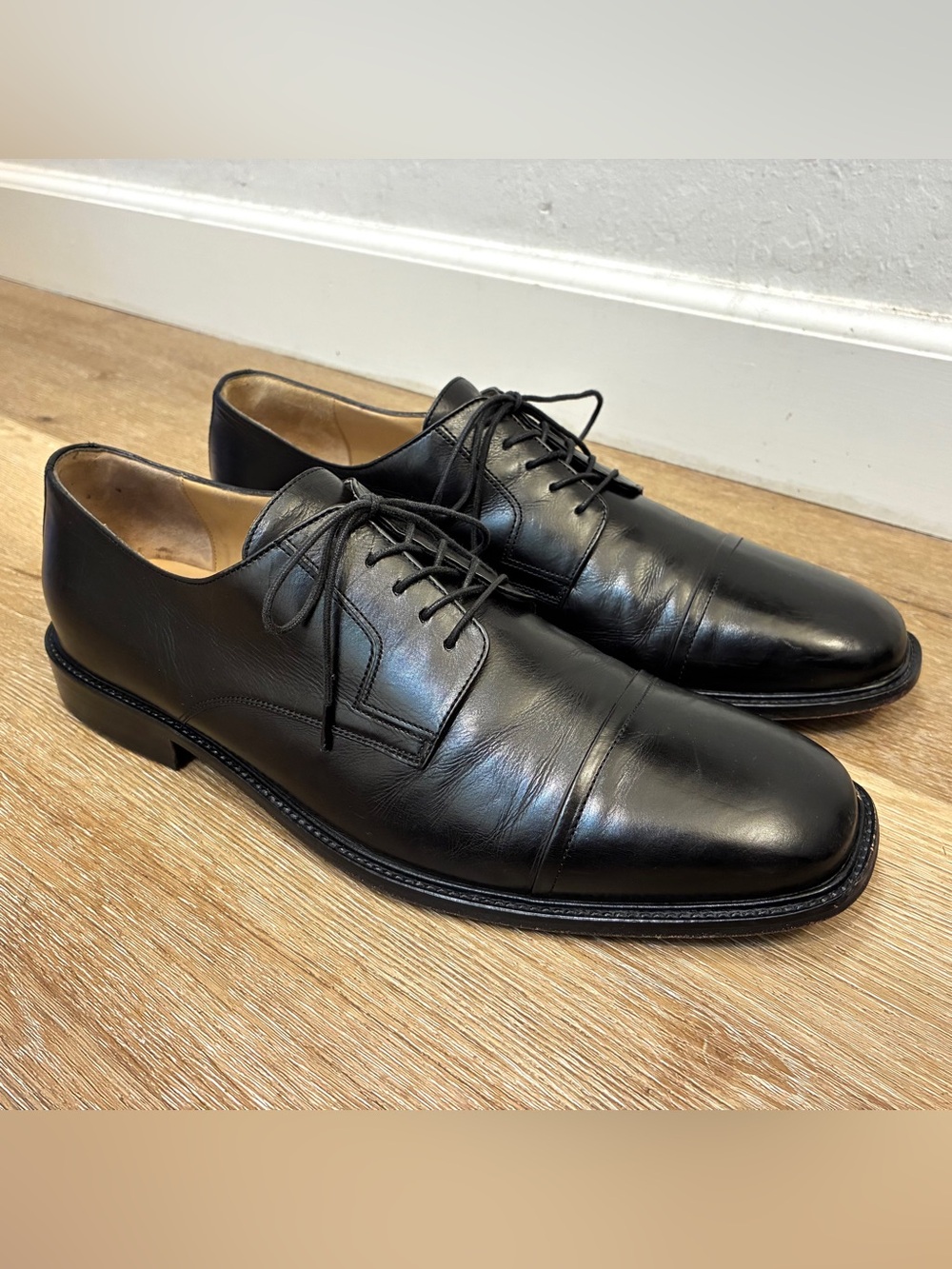 Johnston & Murphy Classic Black Leather Cap-Toe Dress Shoes Men’s Shoes US 13